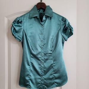❤️ Heart Soul Sateen Sea Green Blouse Top Adult XS or Youth Junior Girls 12-14